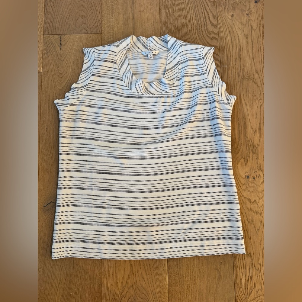 Cabi Striped Madeline Blouse Top 236 Black & White Sleeveless Women Size Medium